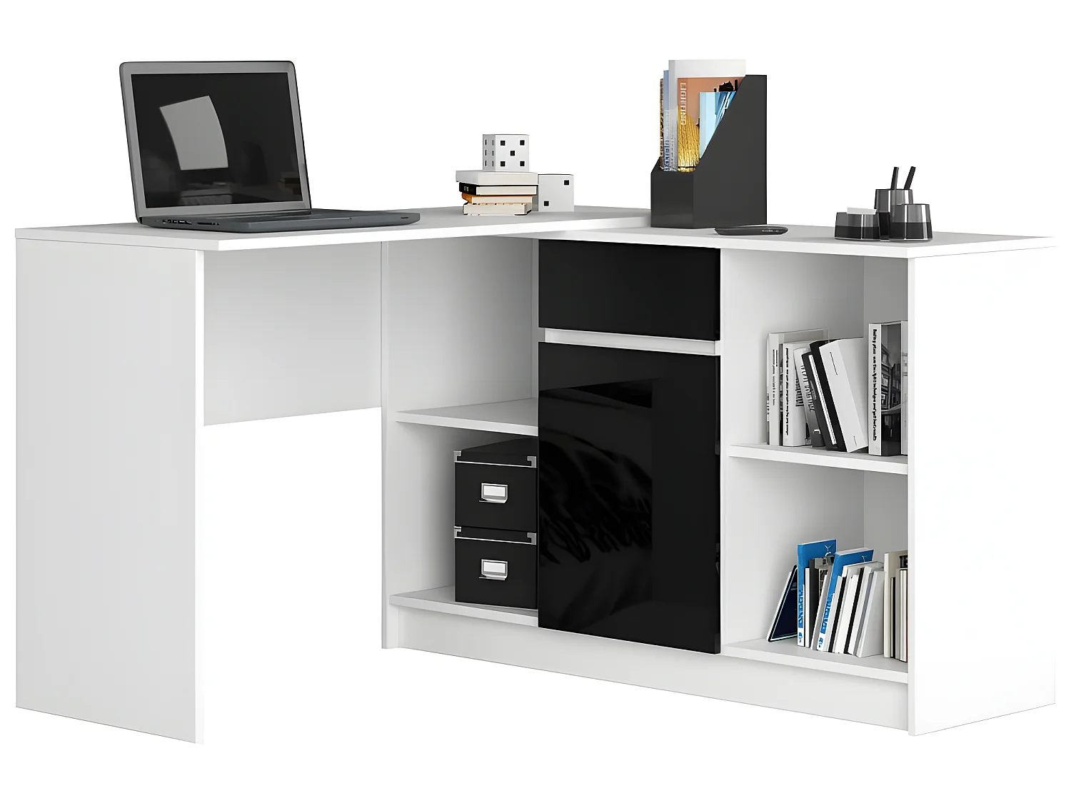 KERESTE - Bureau d'angle style moderne cabinet - 79x120x126 - 1 tiroir+1 porte