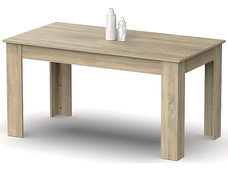 Table à manger en aggloméré et mélamine finition cambrian coloris chêne naturel - Longueur 140 x Profondeur 80 x Hauteur 77 cm