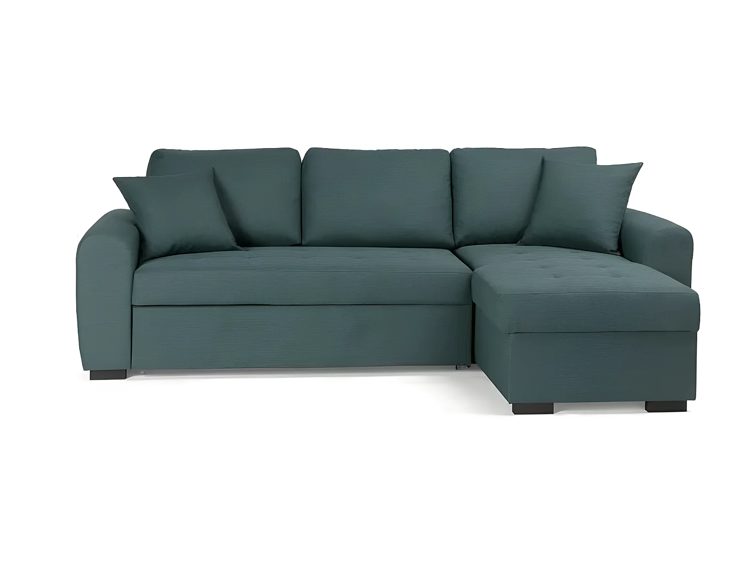 Sofá de esquina convertible reversible Hamilton en tela verde con almacenamiento - L 244 x P 151 x H 90