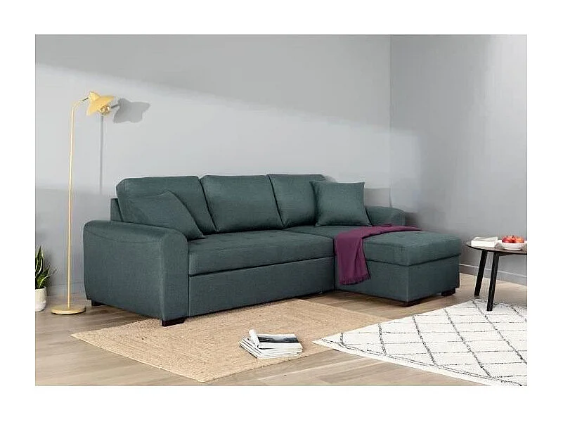 Canapé d'angle convertible réversible - Tissu Vert - HAMILTON