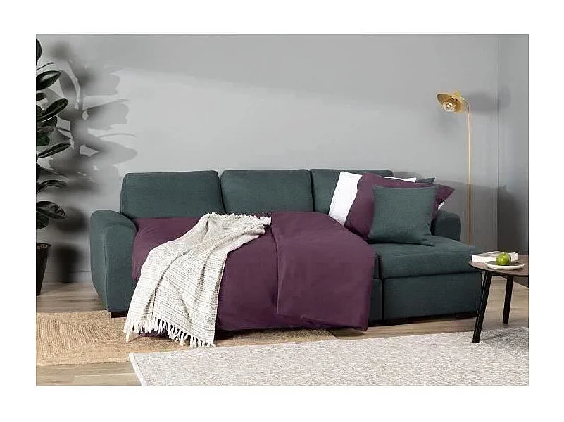 Canapé d'angle convertible réversible - Tissu Vert - HAMILTON