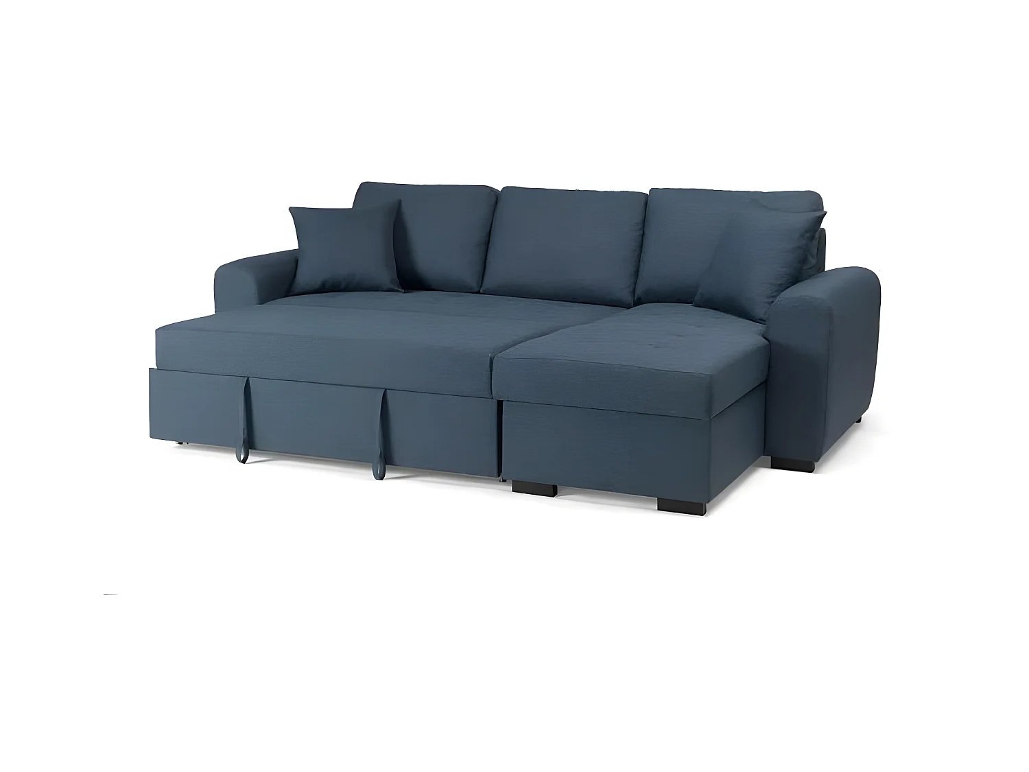 Canapé d'angle convertible réversible - Tissu Bleu - HAMILTON - L 244 x P 151 x H 90 - Fabriqué en Ukraine