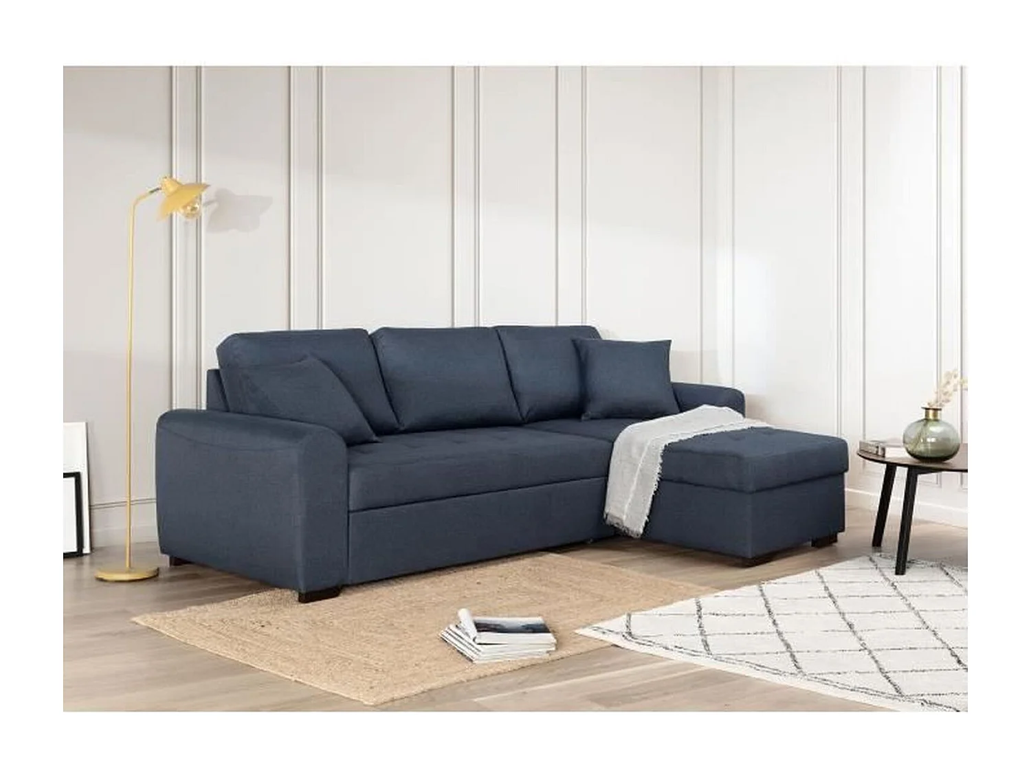 Hoekslaapbank omkeerbaar met opbergruimte Hamilton Blauw 4-zits