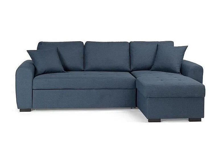 Canapé d'angle convertible réversible - Tissu Bleu - HAMILTON - L 244 x P 151 x H 90 - Fabriqué en Ukraine