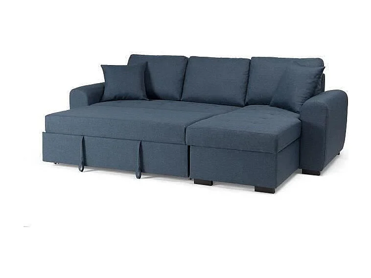Canapé d'angle convertible réversible - Tissu Bleu - HAMILTON - L 244 x P 151 x H 90 - Fabriqué en Ukraine