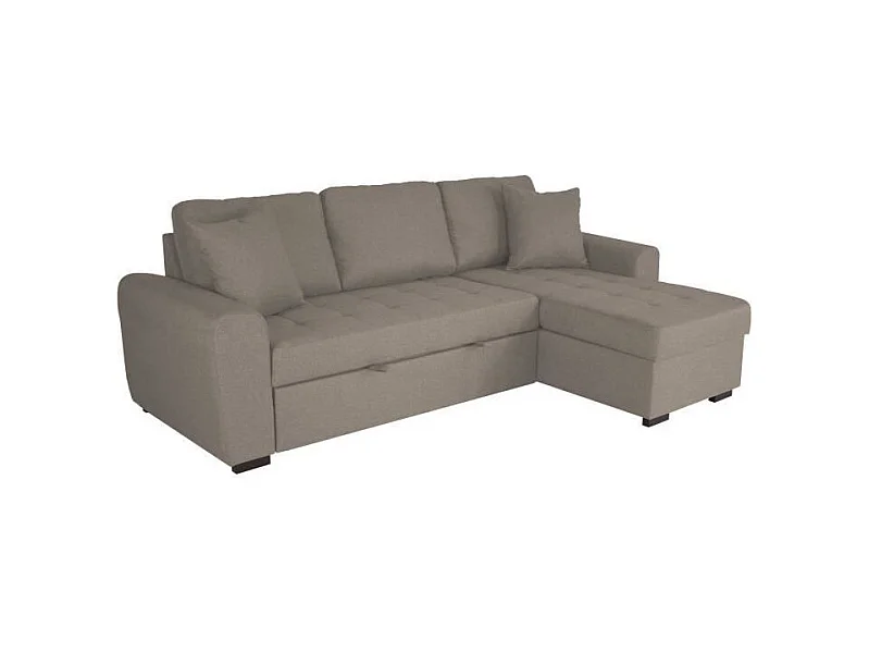 Sofá de canto conversível reversível de 4 lugares em tecido bege contemporâneo - HAMILTON