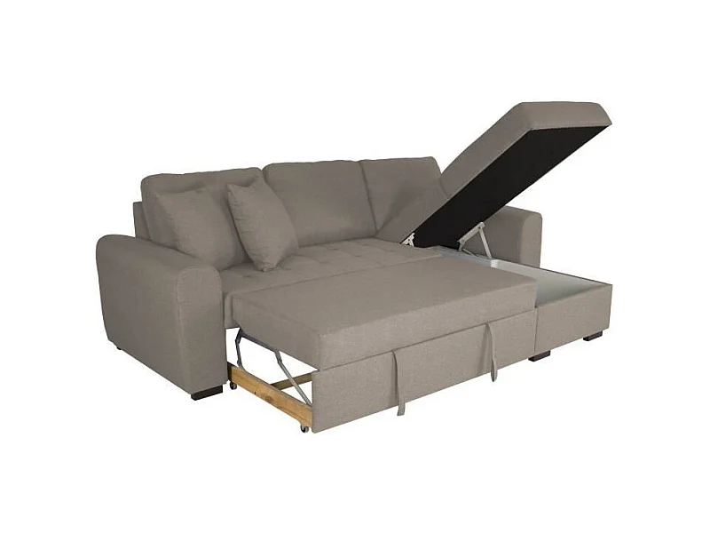 Sofá de canto conversível reversível de 4 lugares em tecido bege contemporâneo - HAMILTON