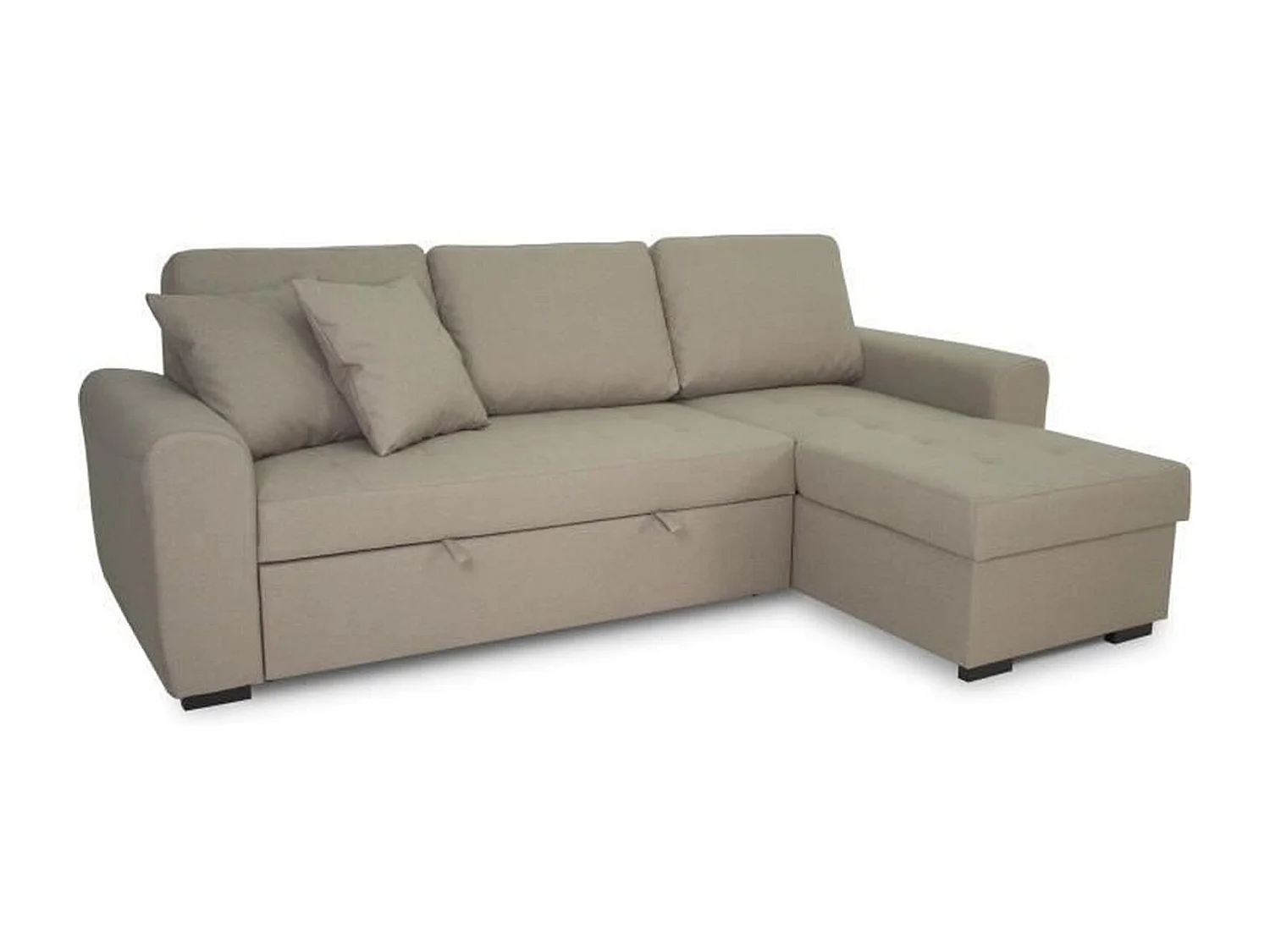 Canapé d'angle convertible réversible 4 places - Tissu beige - Contemporain - HAMILTON