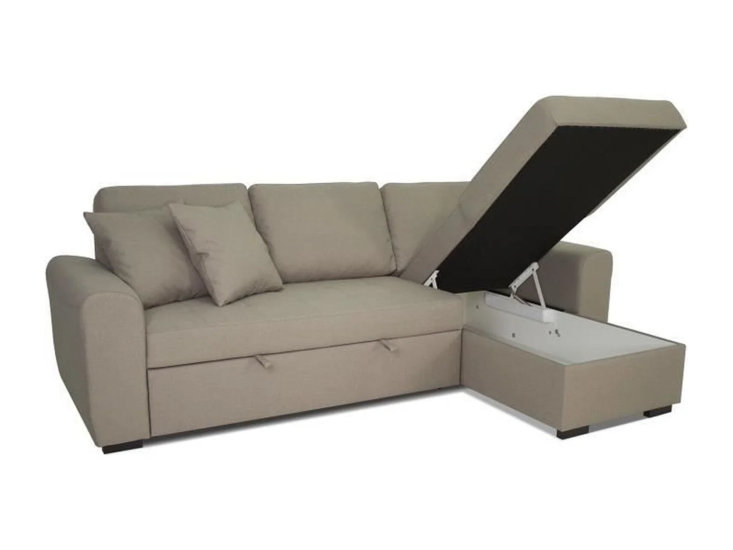 Canapé d'angle convertible réversible 4 places - Tissu beige - Contemporain - HAMILTON