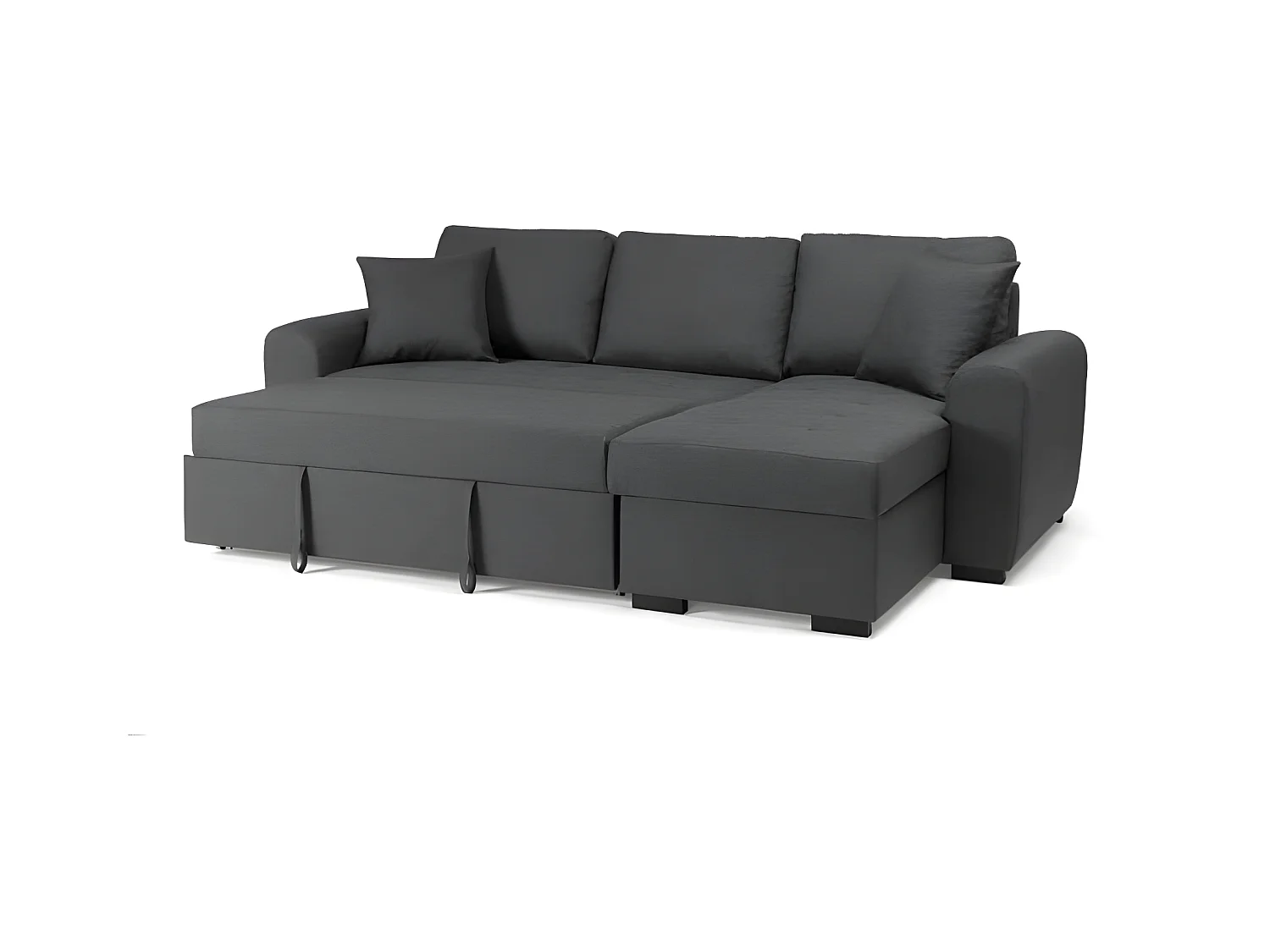 Canapé d'angle convertible réversible 4 places - Tissu gris - Contemporain - L 244 x P 151 x H 90 - HAMILTON