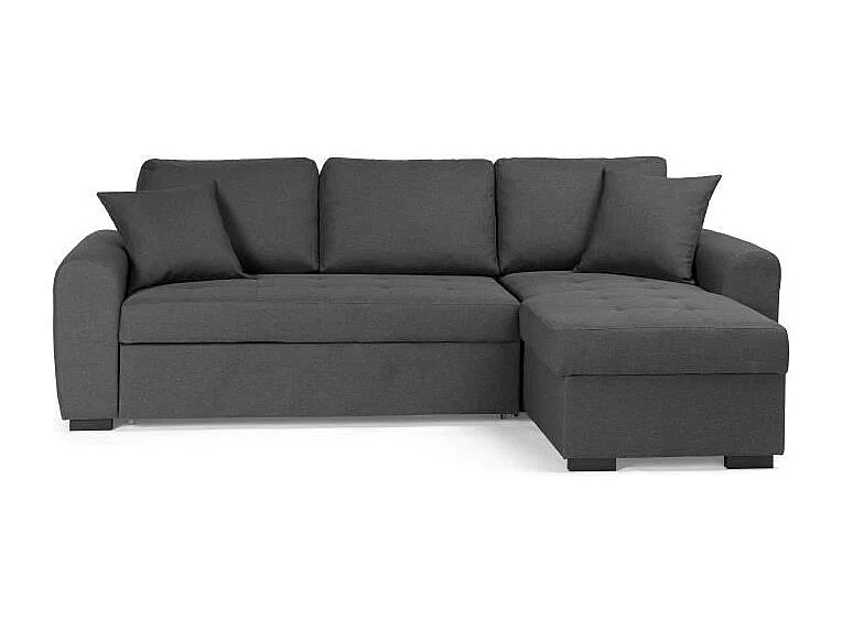 Canapé d'angle convertible réversible 4 places - Tissu gris - Contemporain - L 244 x P 151 x H 90 - HAMILTON