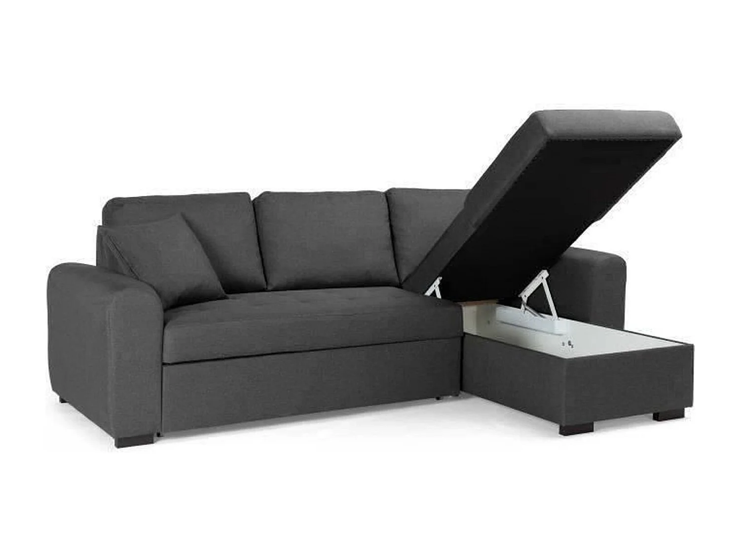 Canapé d'angle convertible réversible 4 places - Tissu gris - Contemporain - L 244 x P 151 x H 90 - HAMILTON