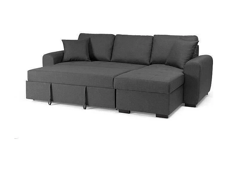 Canapé d'angle convertible réversible 4 places - Tissu gris - Contemporain - L 244 x P 151 x H 90 - HAMILTON