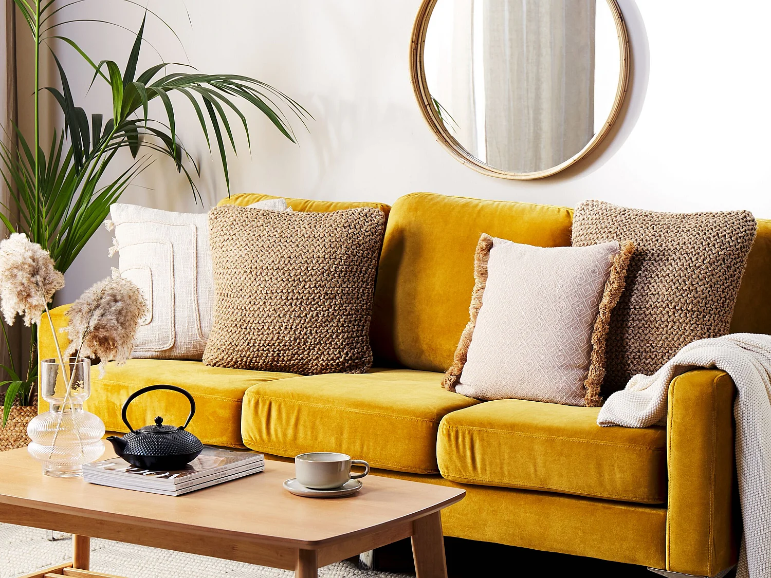 Coussin BEGONIA Jute 45 x 45 cm Naturel Unicolore