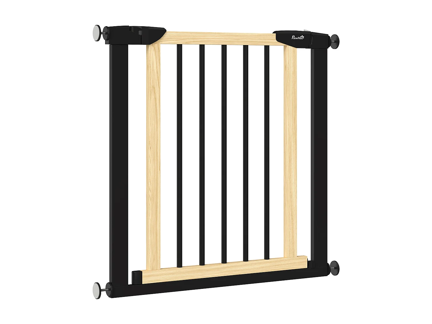 Barrière de sécurité animaux - longueur réglable dim. 75-82 cm - porte verrouillable, ouverture double sens - sans perçage - acier noir pin