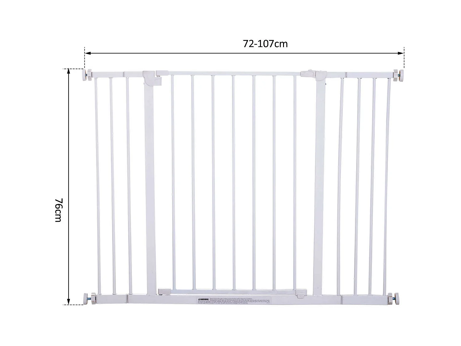 Barrière de sécurité longueur réglable dim. 76-107l x 76H cm sans perçage métal plastique blanc