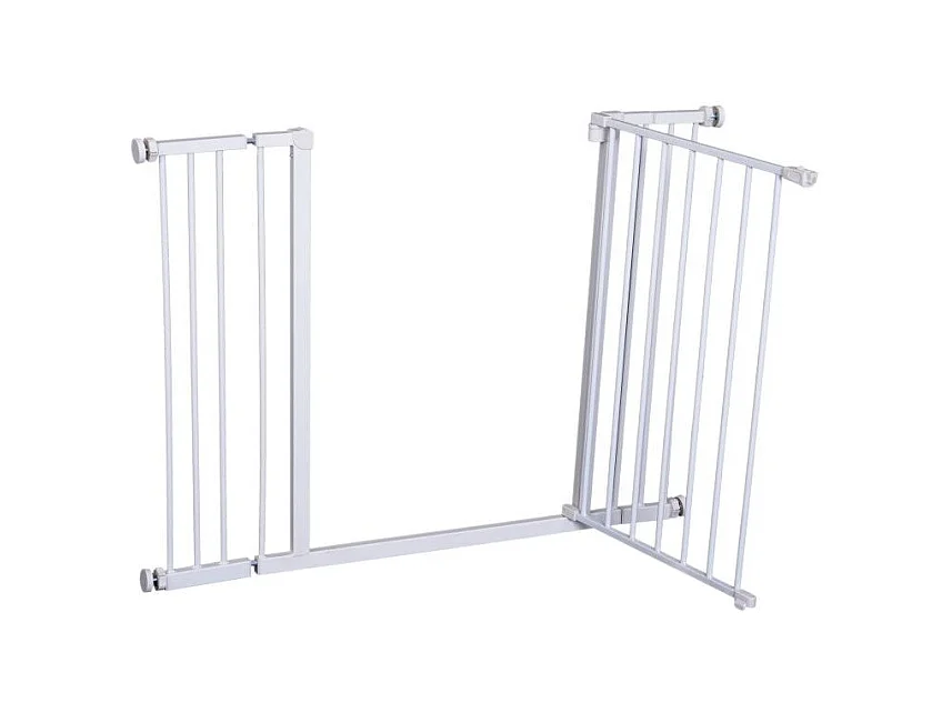 Barrière de sécurité longueur réglable dim. 76-107l x 76H cm sans perçage métal plastique blanc