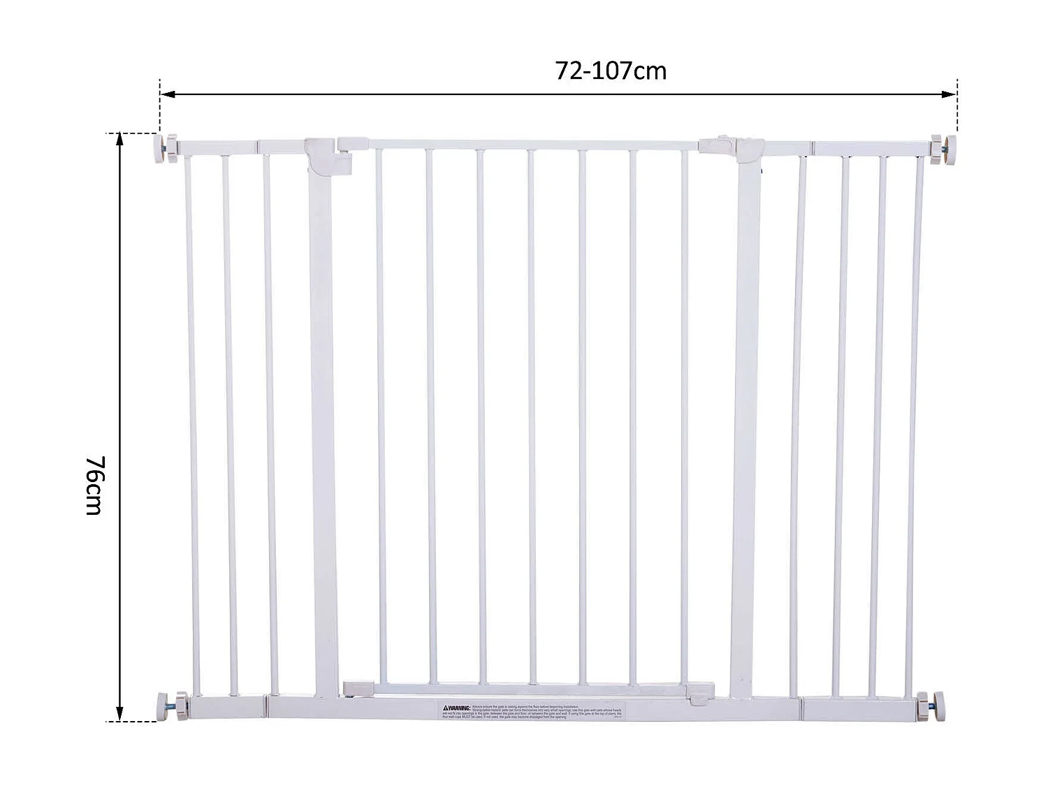 Barrière de sécurité longueur réglable dim. 76-107l x 76H cm sans perçage métal plastique blanc