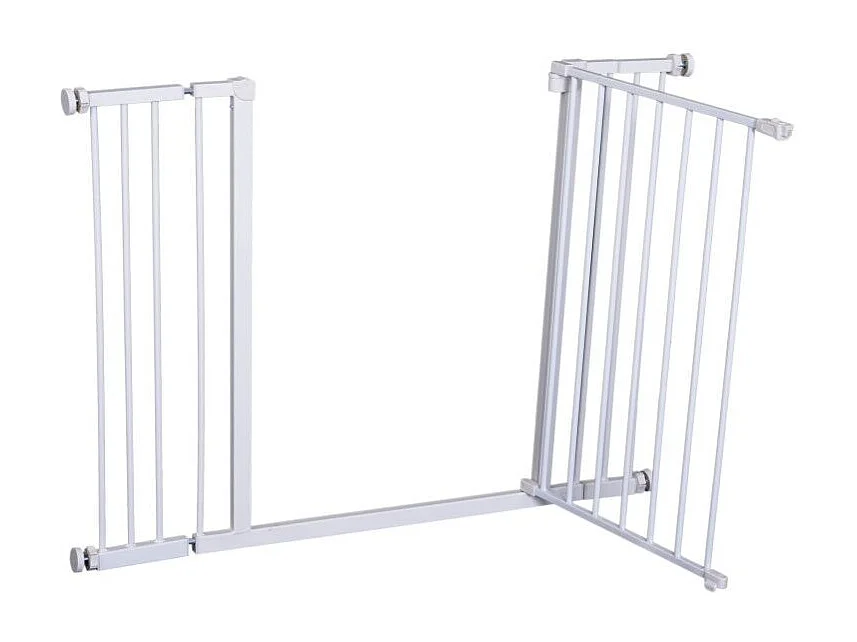 Barrière de sécurité longueur réglable dim. 76-107l x 76H cm sans perçage métal plastique blanc