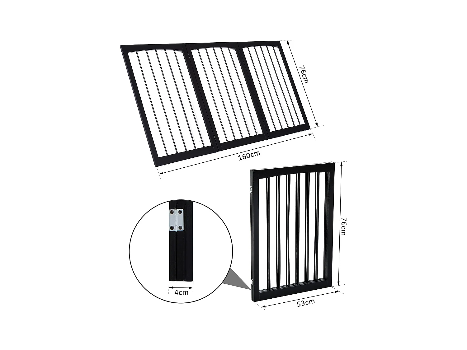 Barrière modulable pliable barrière de sécurité 160L x 76H cm MDF