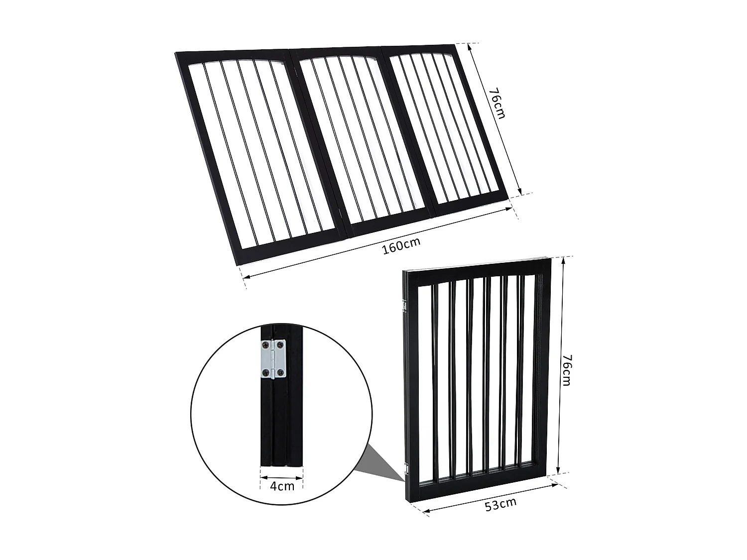 Barrière modulable pliable barrière de sécurité 160L x 76H cm MDF