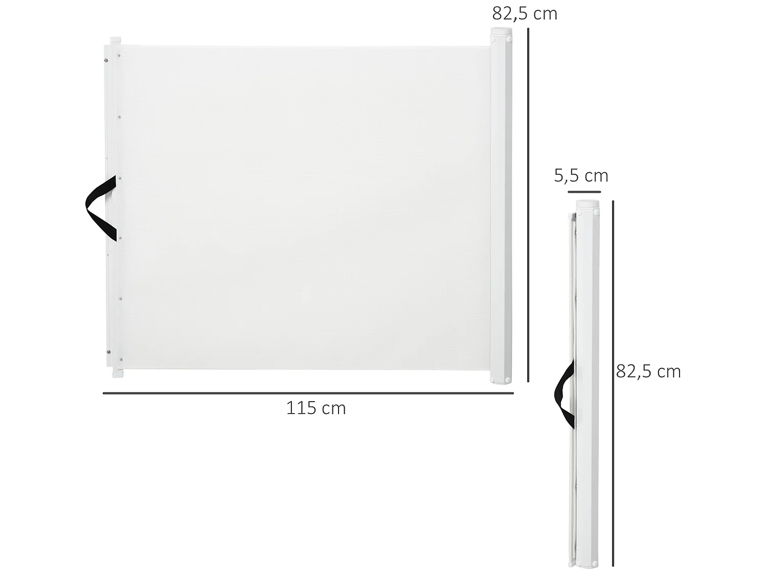 PawHut Barrière de sécurité barrière animaux rétractable automatique 1,15L x 0,83H m teslin métal blanc