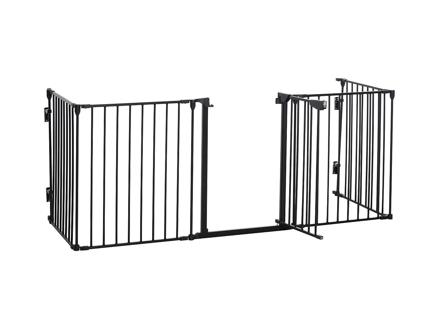 Barrière de sécurité parc enclos chien modulable pliable porte verrouillable intégrée 5 panneaux en métal 300L max. x 74,5H cm métal PP noir