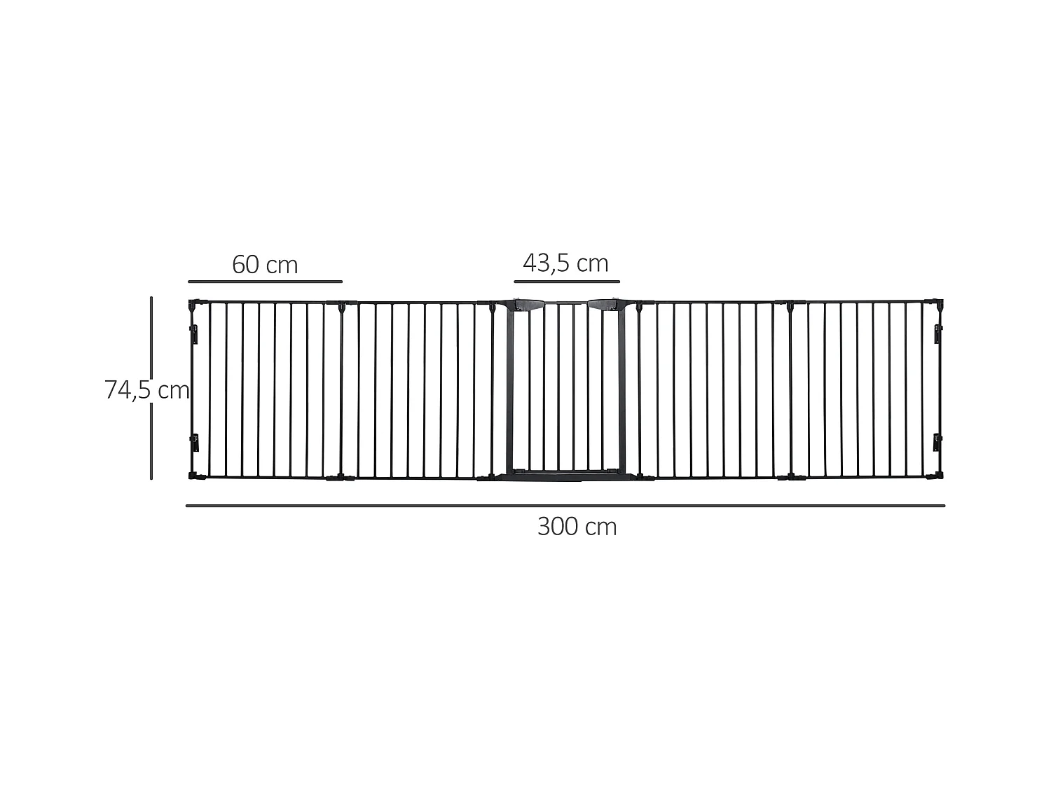 Barrière de sécurité parc enclos chien modulable pliable porte verrouillable intégrée 5 panneaux en métal 300L max. x 74,5H cm métal PP noir