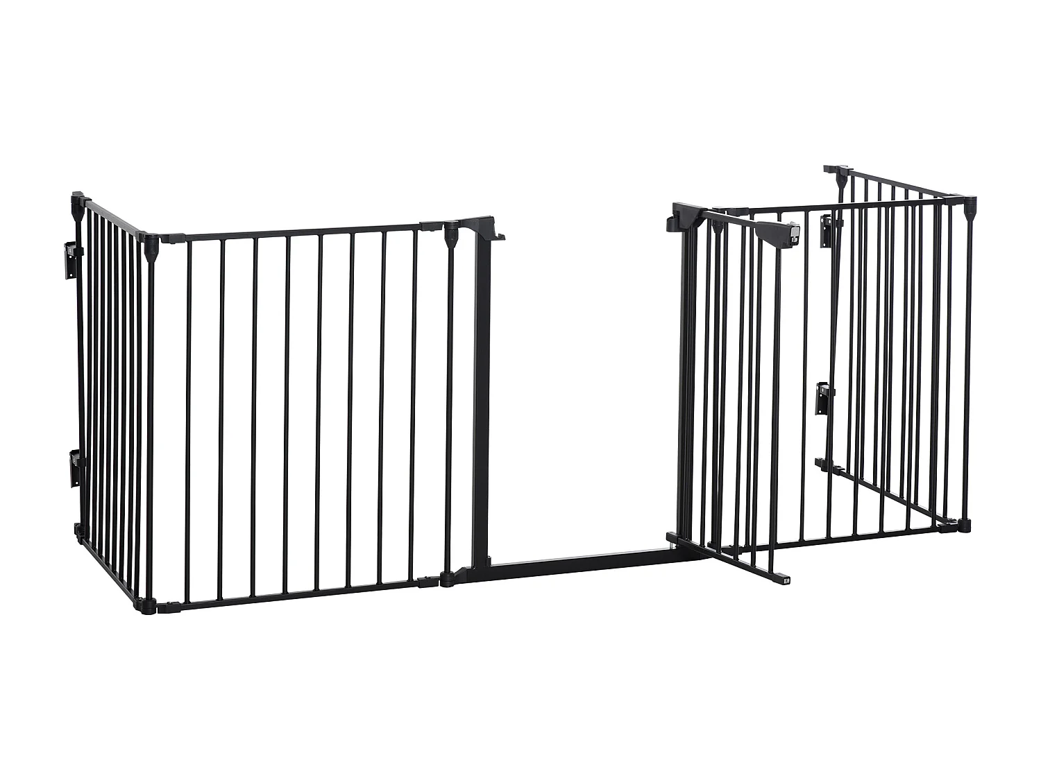 Barrière de sécurité parc enclos chien modulable pliable porte verrouillable intégrée 5 panneaux en métal 300L max. x 74,5H cm métal PP noir