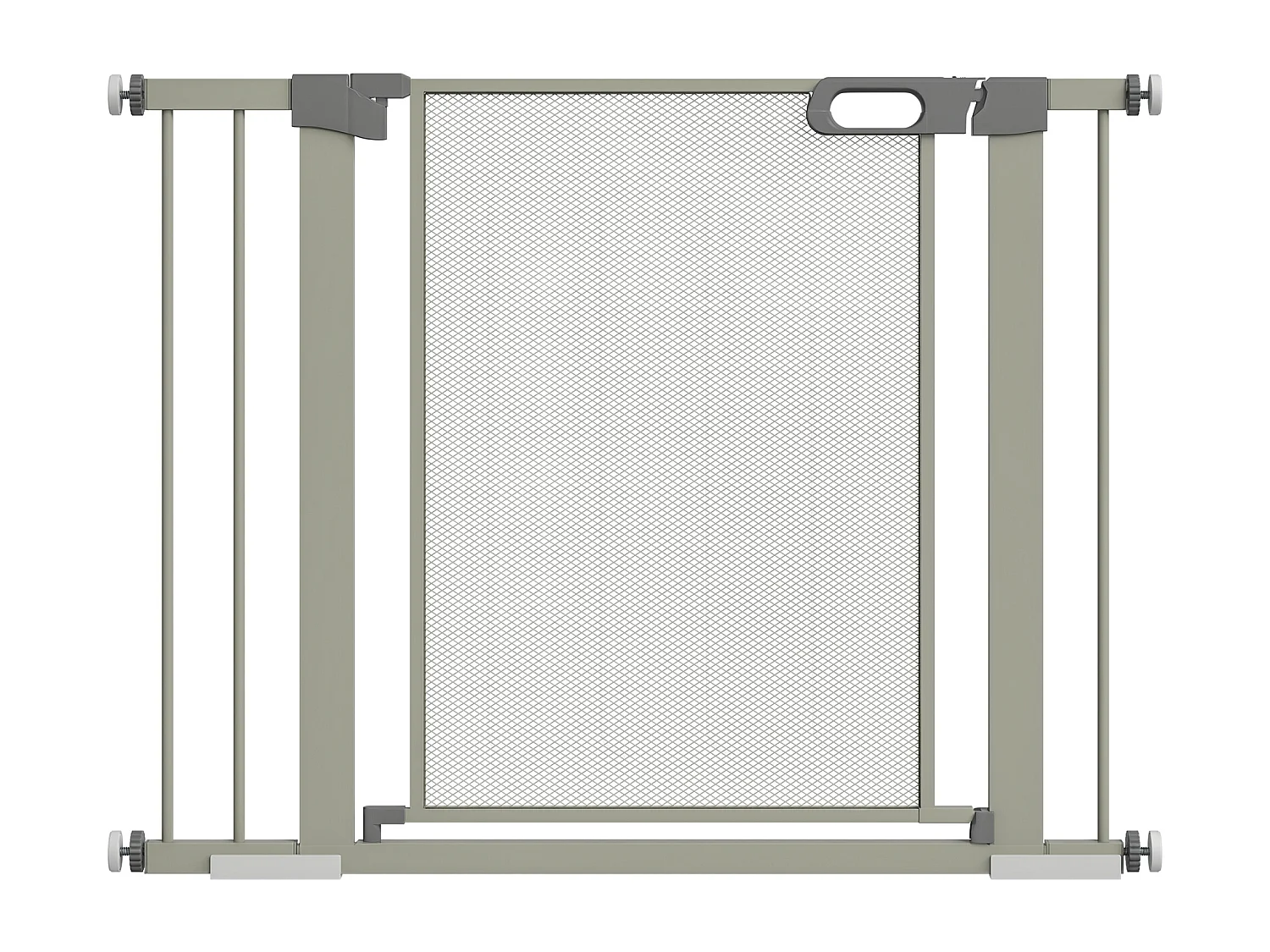 Barrière de sécurité animaux - longueur réglable dim. 75-103 cm - porte double verrouillage, ouverture double sens -sans perçage - acier ABS gris
