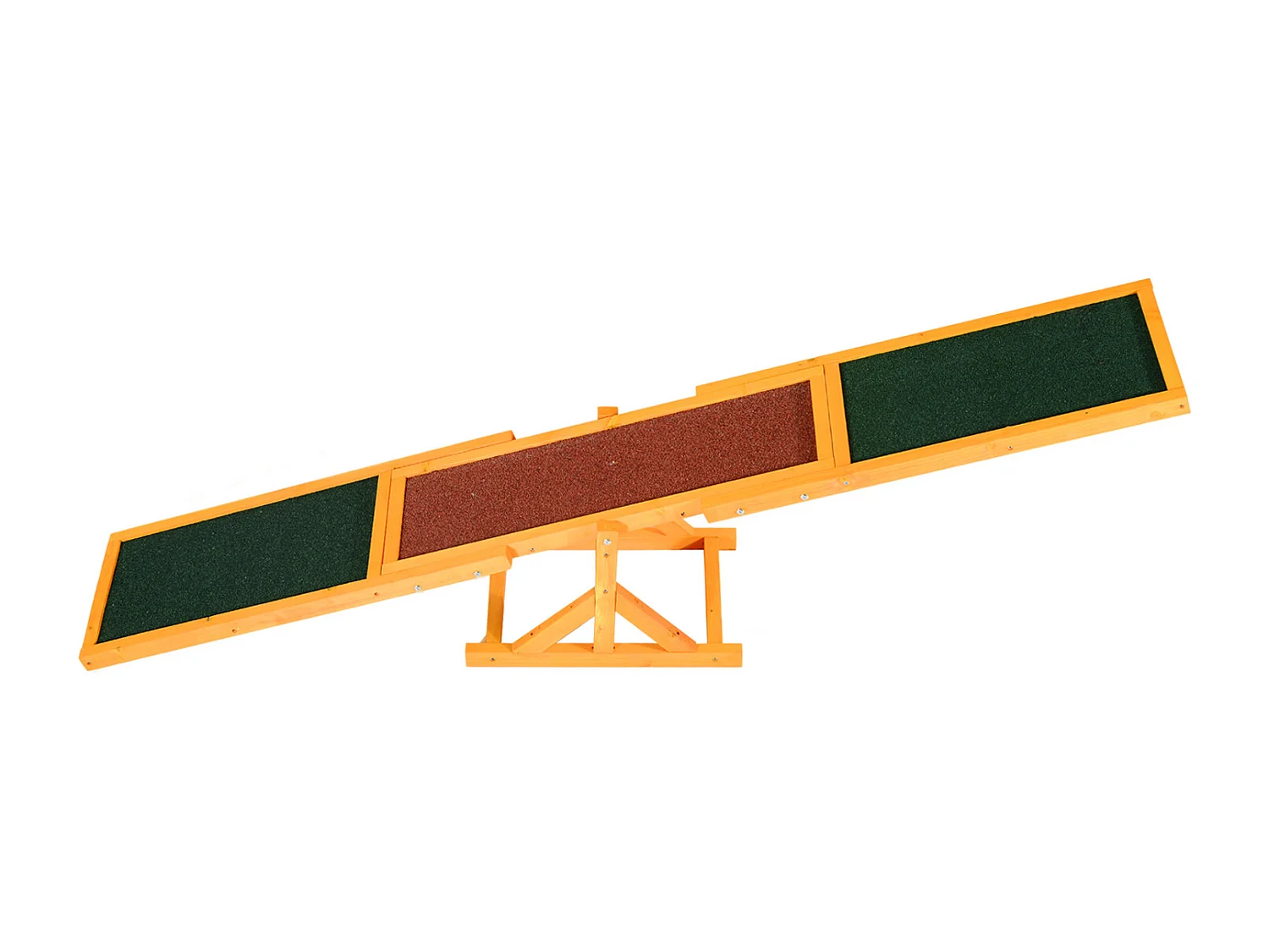 Agility sport pour chien bascule - bascule pour chien - équipement entrainement chien - bois sapin pré-huilé feutre bitumé antidérapant brique vert