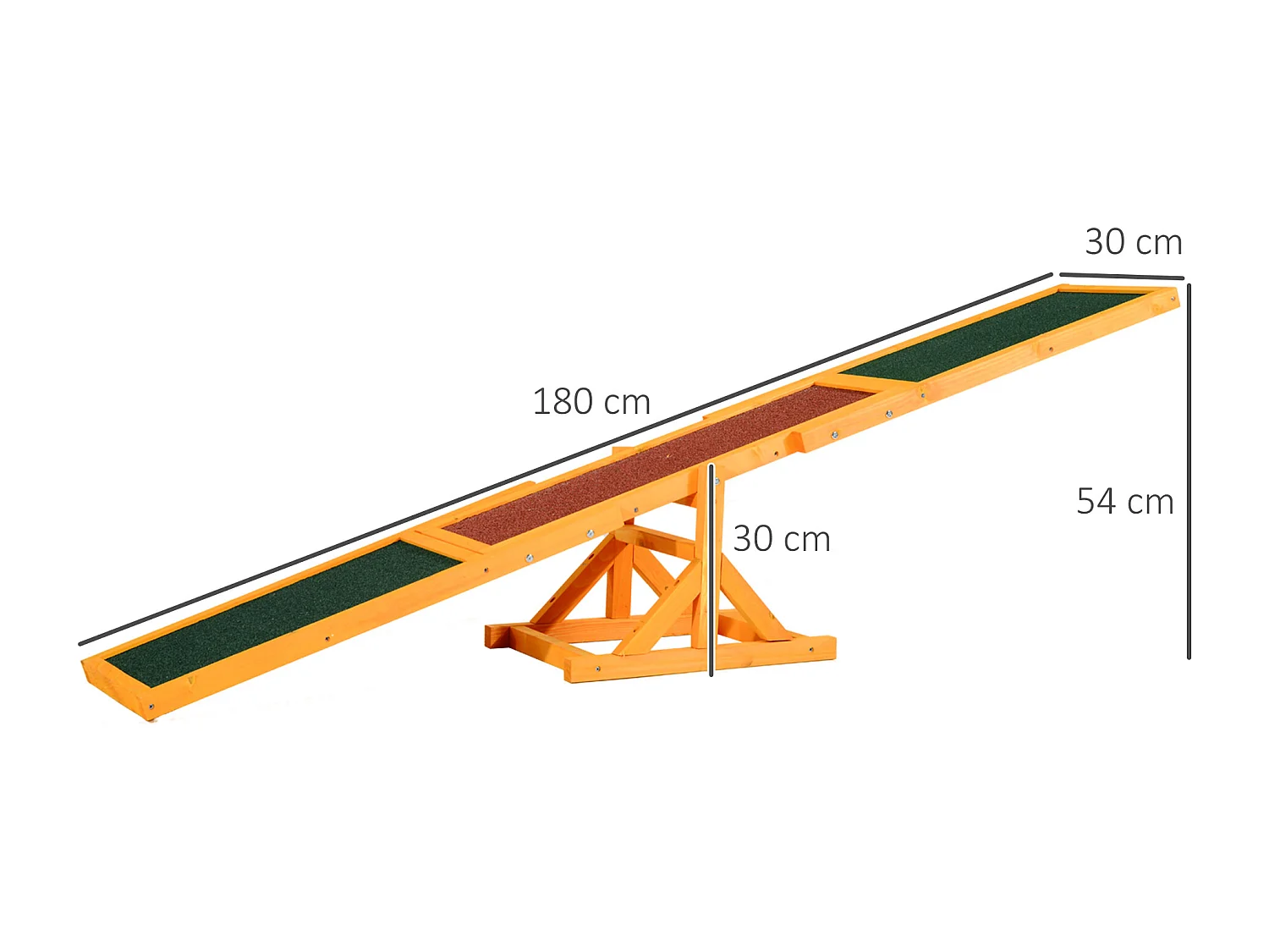 Agility sport pour chien bascule - bascule pour chien - équipement entrainement chien - bois sapin pré-huilé feutre bitumé antidérapant brique vert