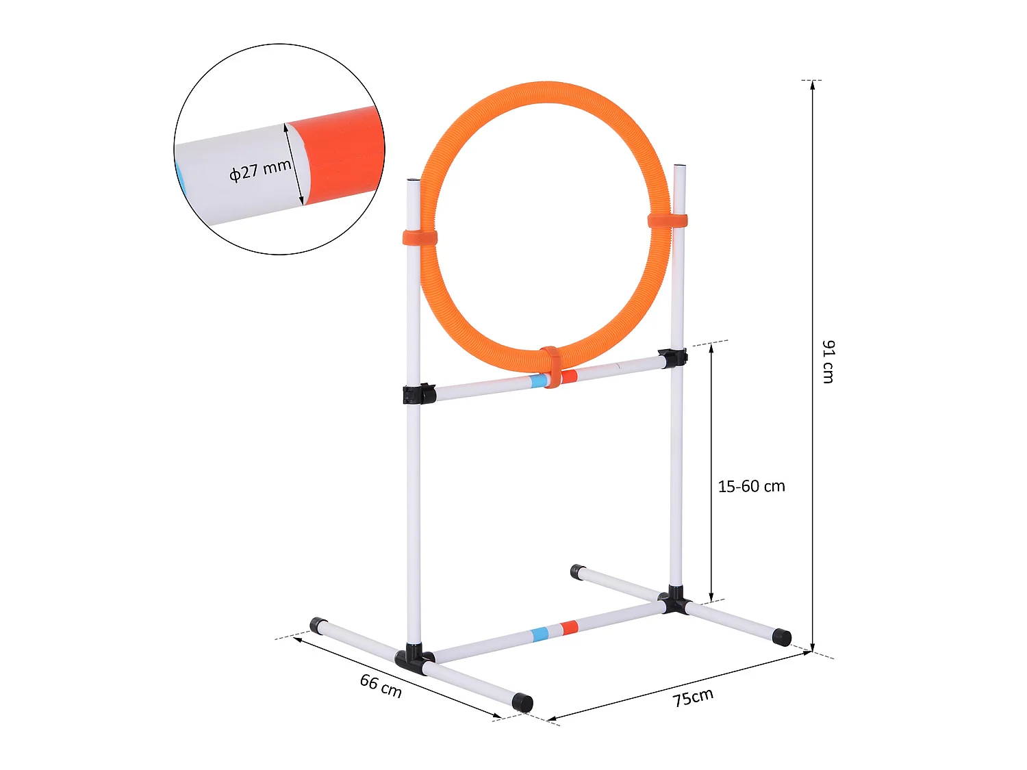 Agility sport pour chiens anneau d'agilité et obstacle 2 en 1 avec sac de transport plastique blanc orange