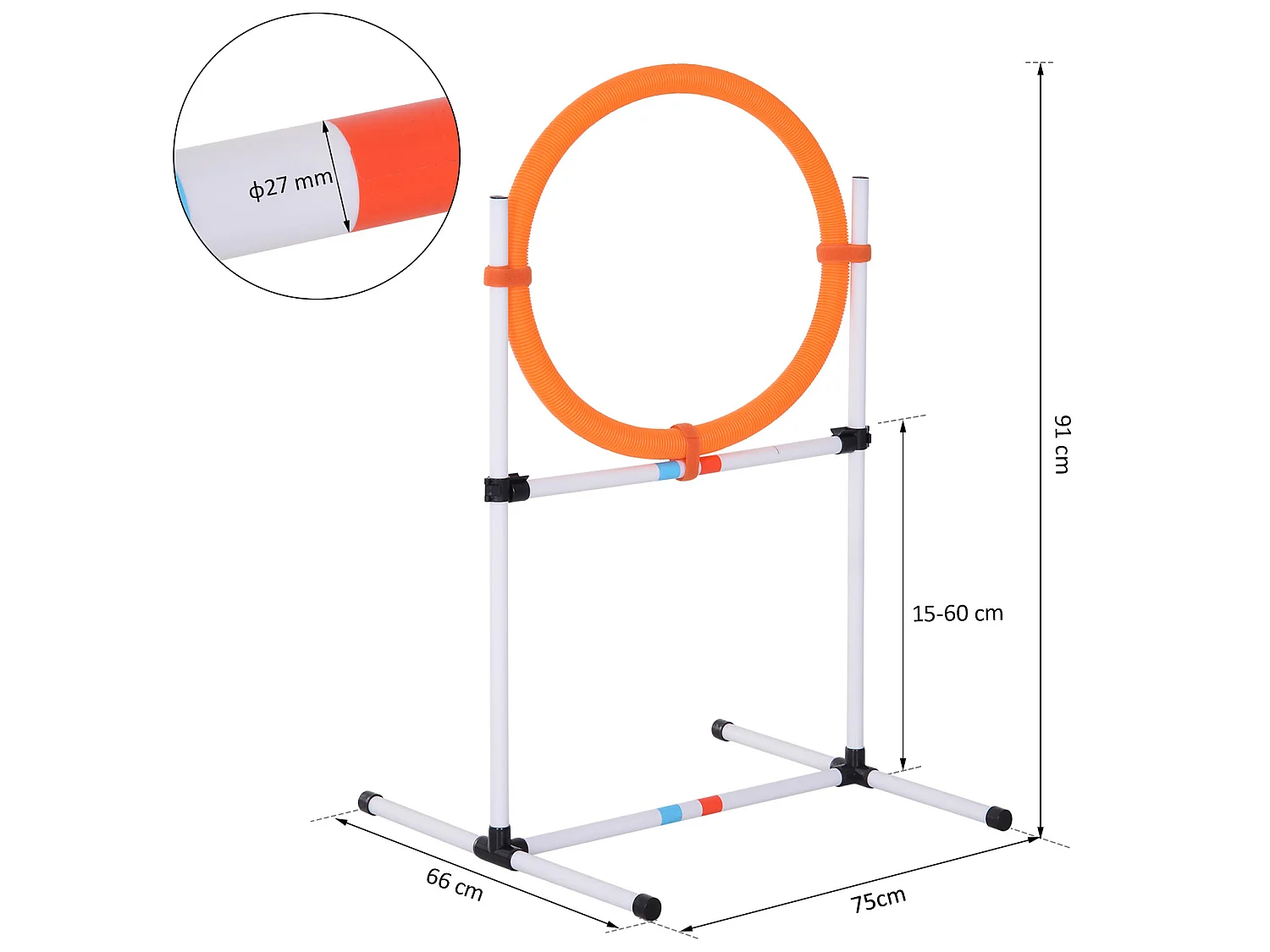 Agility sport pour chiens anneau d'agilité et obstacle 2 en 1 avec sac de transport plastique blanc orange