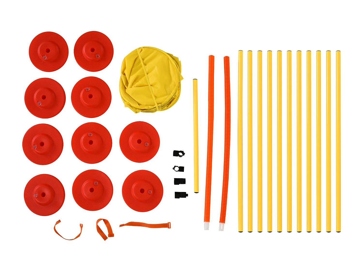 Agility sport pour chiens équipement complet haies, slalom, tunnel + sac de transport jaune