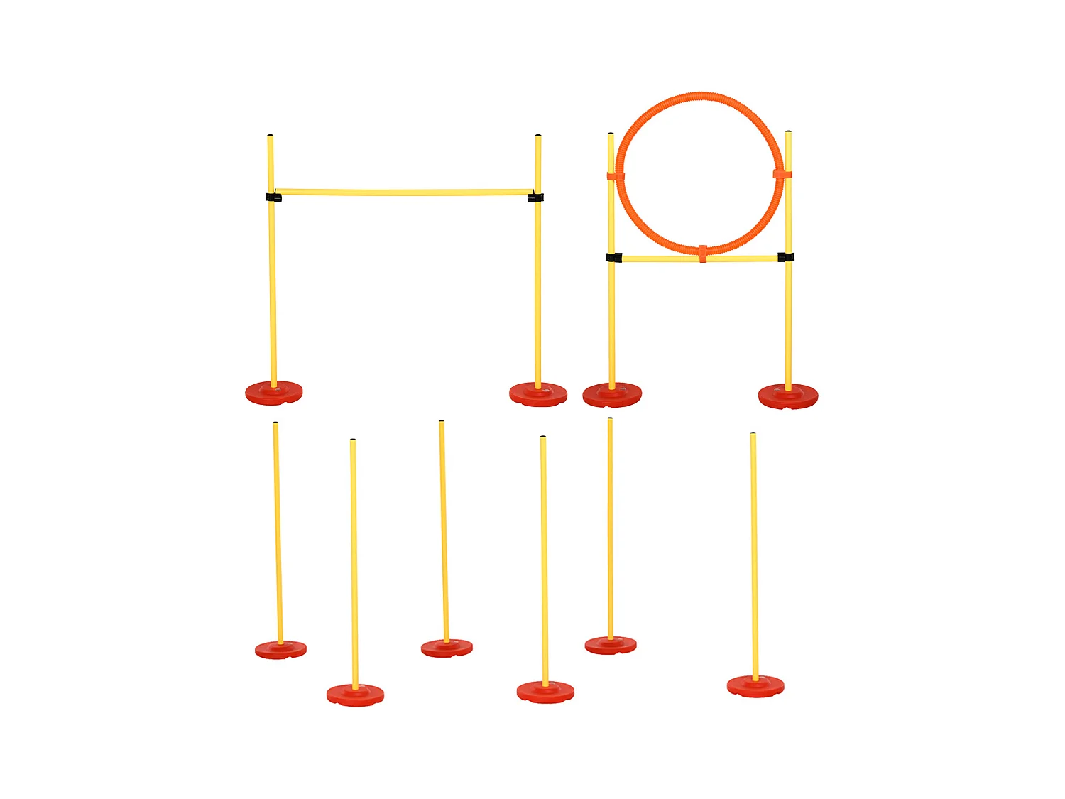 Agility sport pour chiens équipement complet haies, slalom + sac de transport jaune