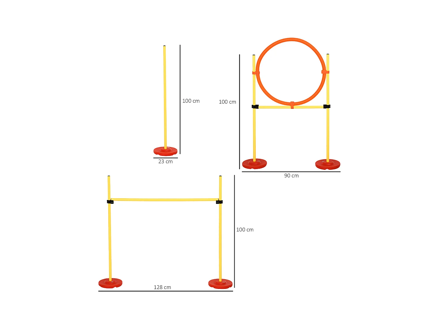 Agility sport pour chiens équipement complet haies, slalom + sac de transport jaune
