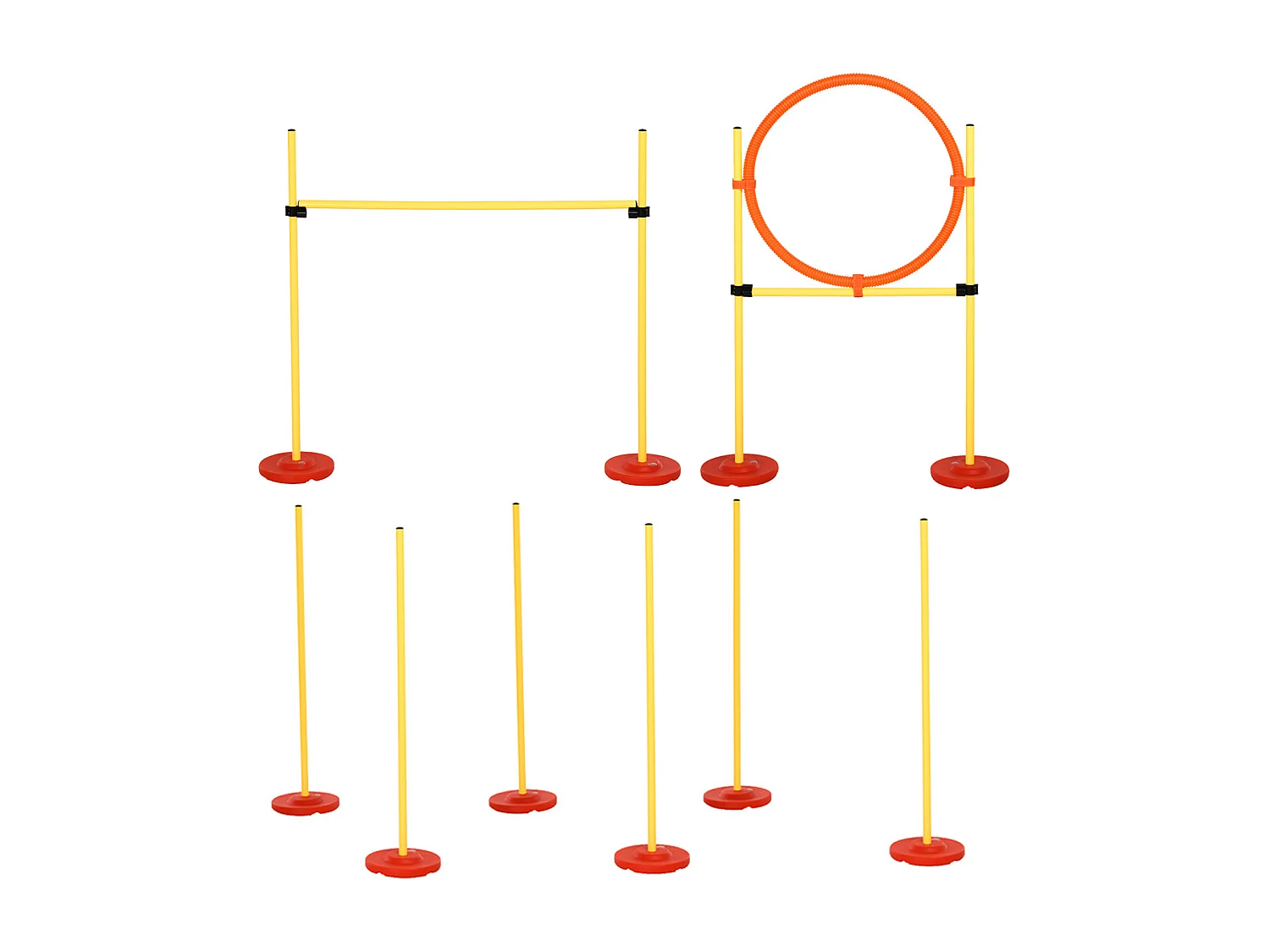 Agility sport pour chiens équipement complet haies, slalom + sac de transport jaune