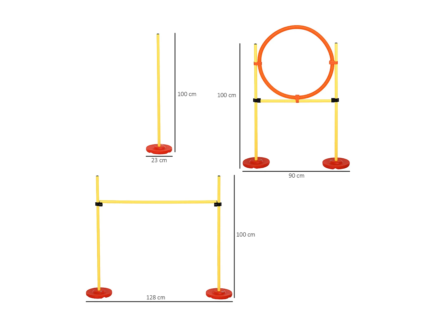 Agility sport pour chiens équipement complet haies, slalom + sac de transport jaune