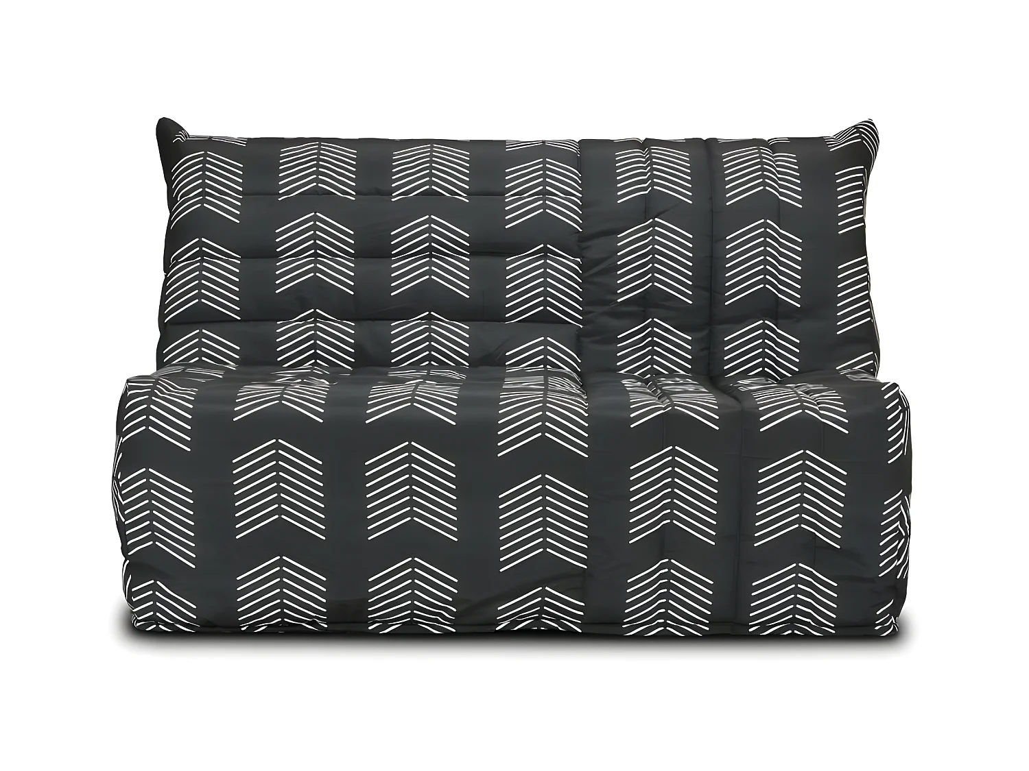 Banquette BZ - Tissu chevrons A111 - Couchage 138 x 188 x 12 cm - Blanc et noir