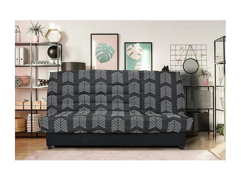 Banquette Clic-clac Beija - Tissu chevrons A111 - Couchage 128 x 188 x 14 cm - B