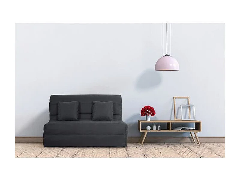DUNLOPILLO Banquette BZ - Tissu Noir + 2 coussins noir - L 140 x P 99 x H 98 cm - Made in France - ALICE