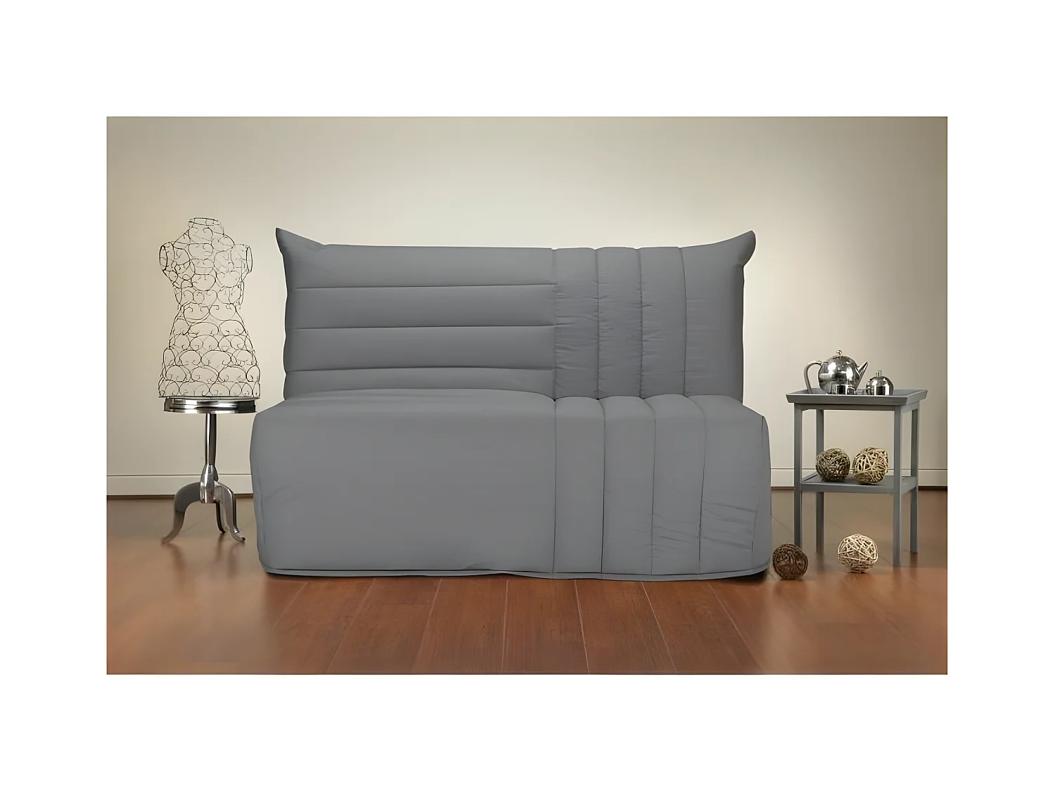 BULTEX Banquette BZ BECCI 3 places - L 142 x P 101 cm - Tissu gris