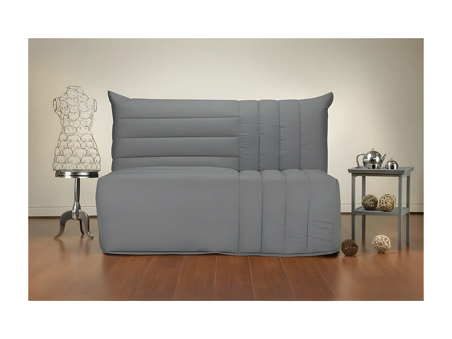 BULTEX Banquette BZ BECCI 3 places - L 142 x P 101 cm - Tissu gris