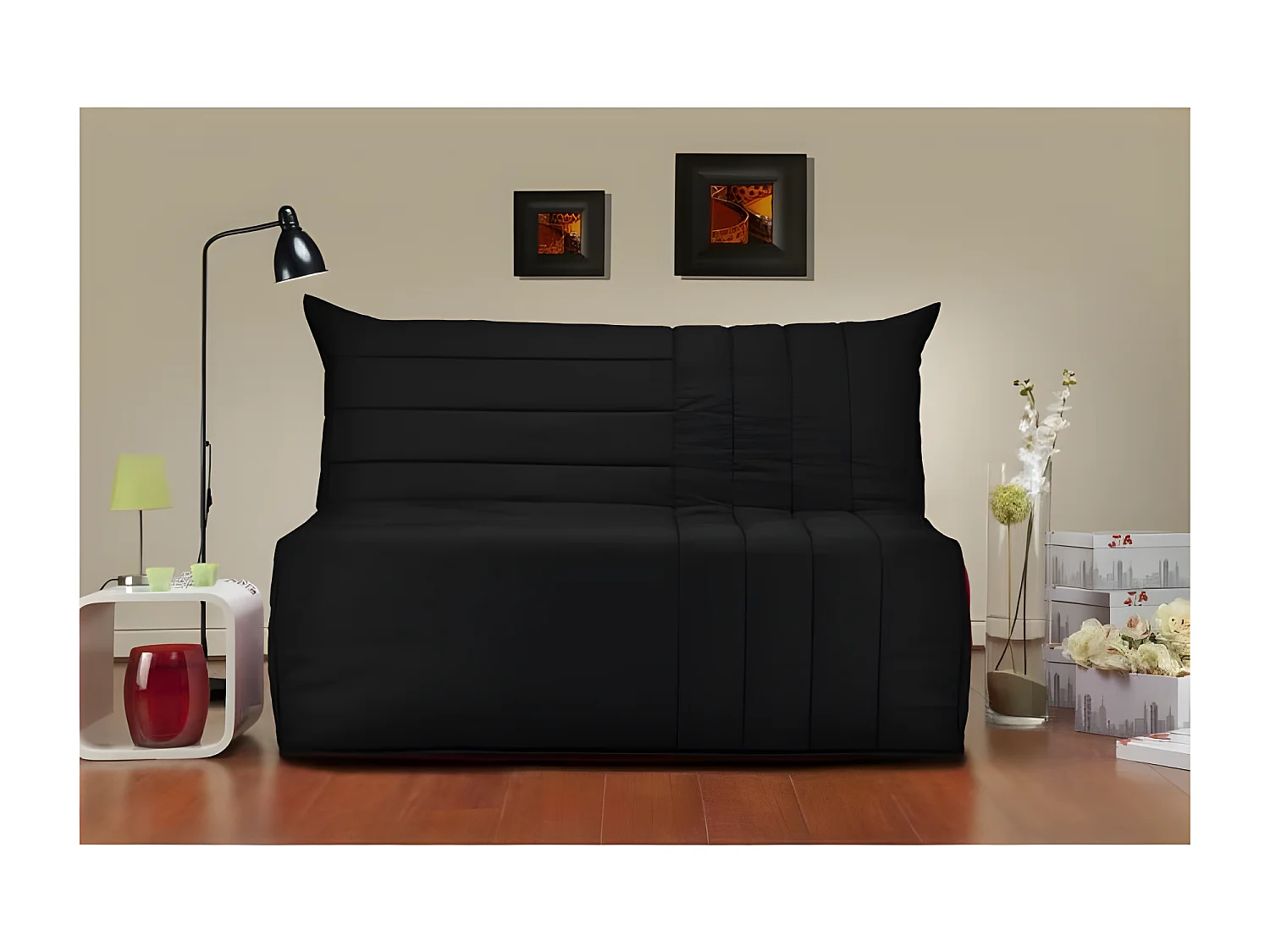 BULTEX Banquette BZ BECCI 3 places - L 142 x P 101 cm - Tissu noir