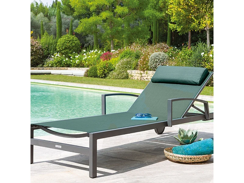 Transat Ocala inclinable jade/graphite Hespéride