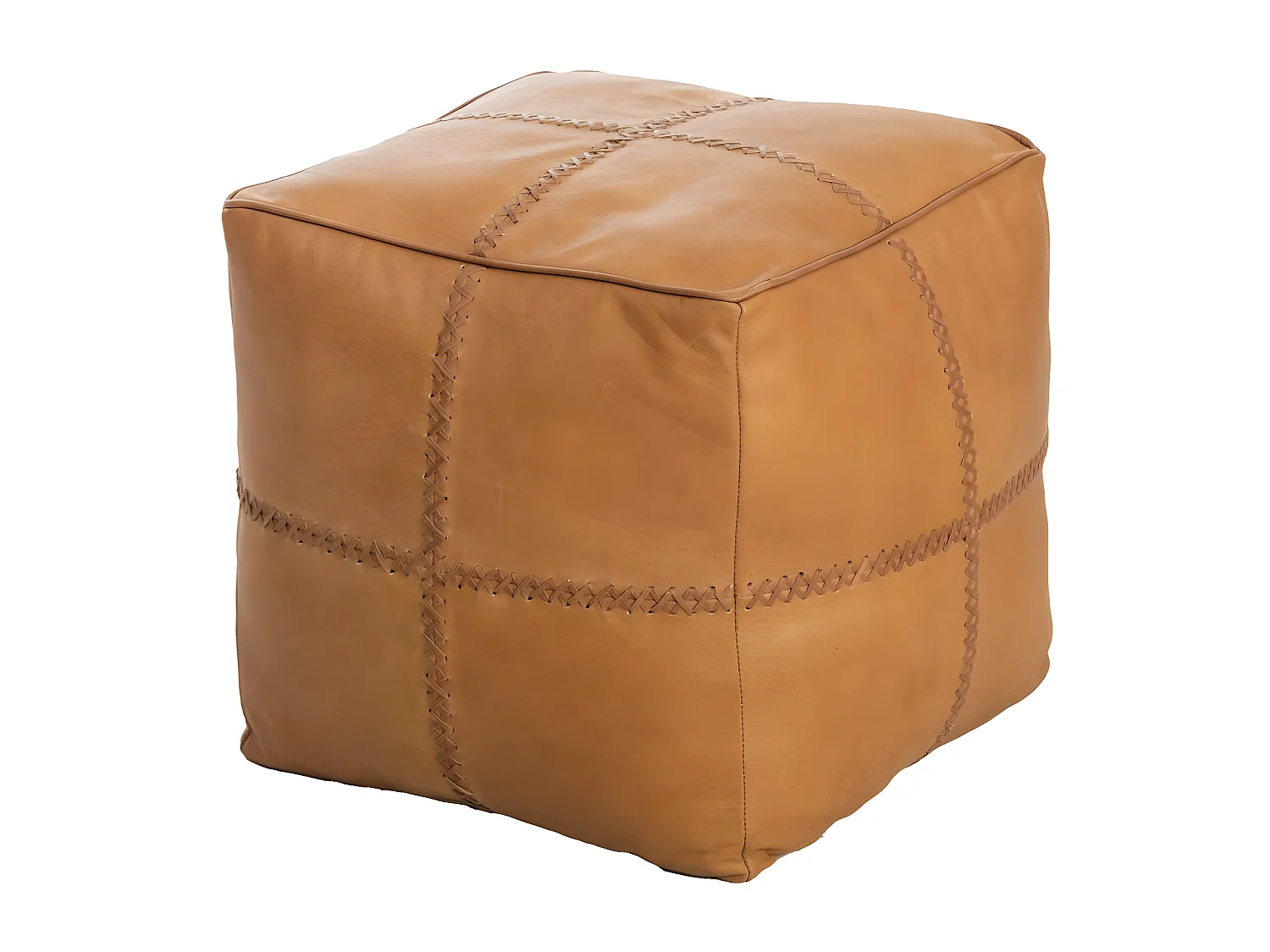 Pouf en cuir 1 place marron Gaetan
