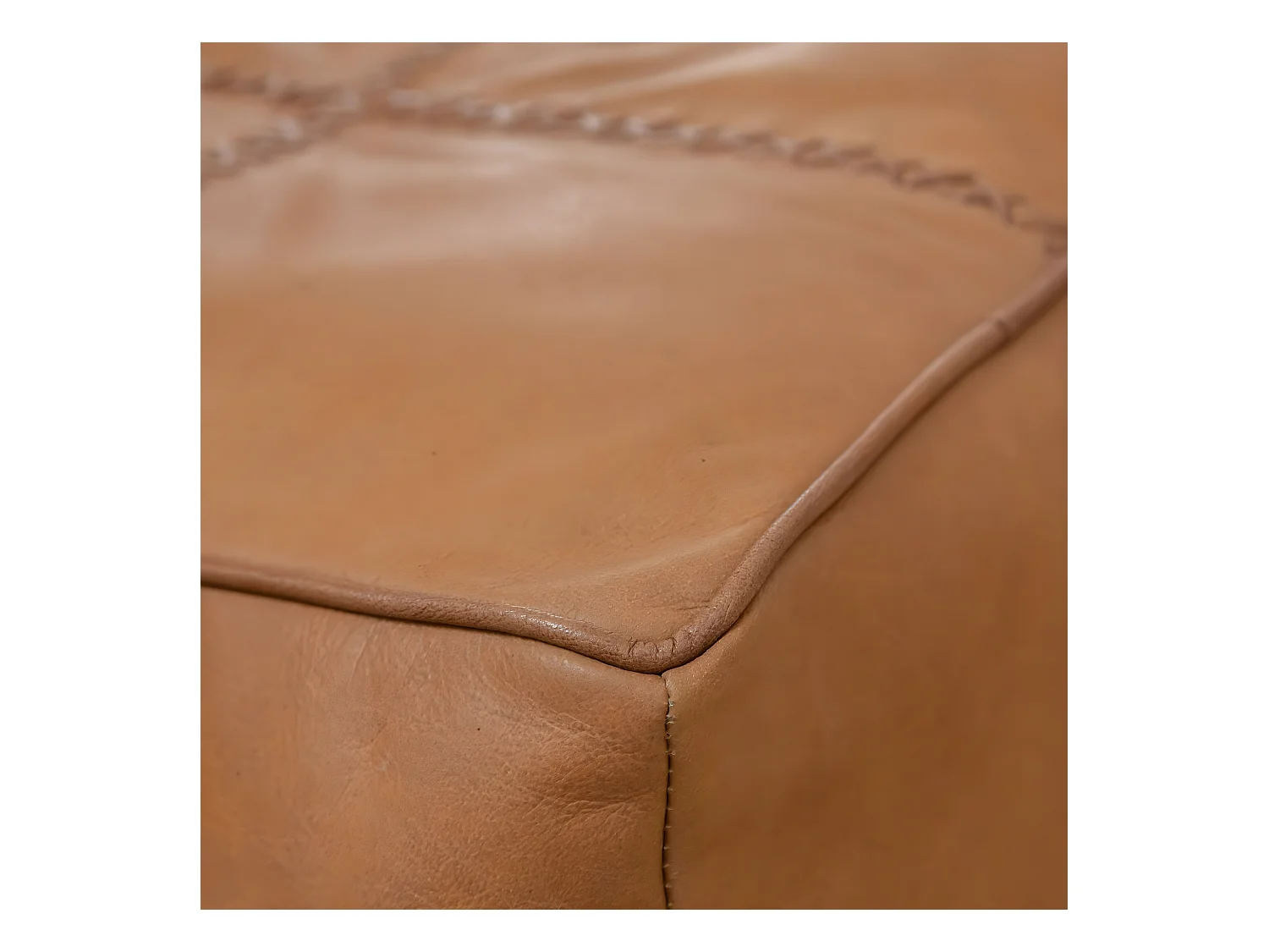 Pouf en cuir 1 place marron Gaetan