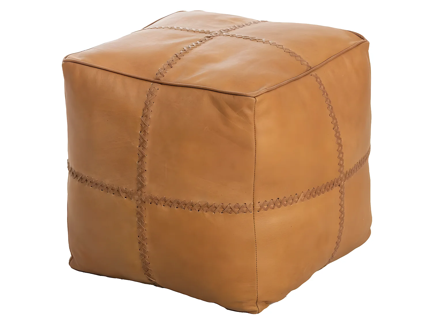 Pouf en cuir 1 place marron Gaetan