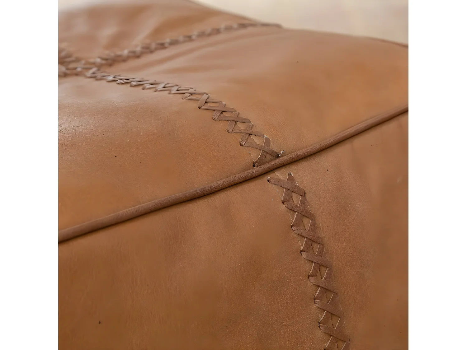 Pouf en cuir 1 place marron Gaetan